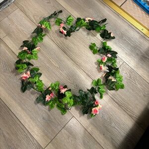 Artificial Greenery Garland with Pink Flowers. Size 5 F